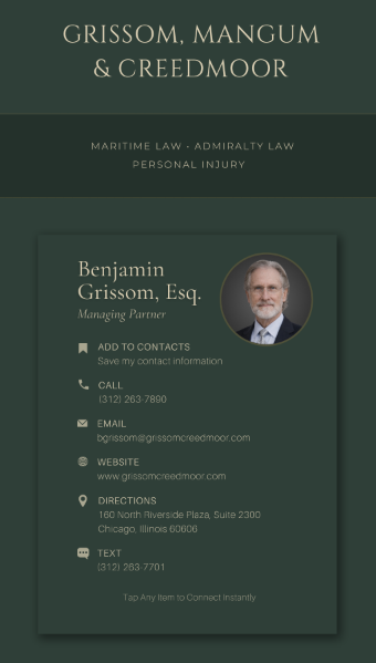Digital Business Card example showing an attorney's contact card